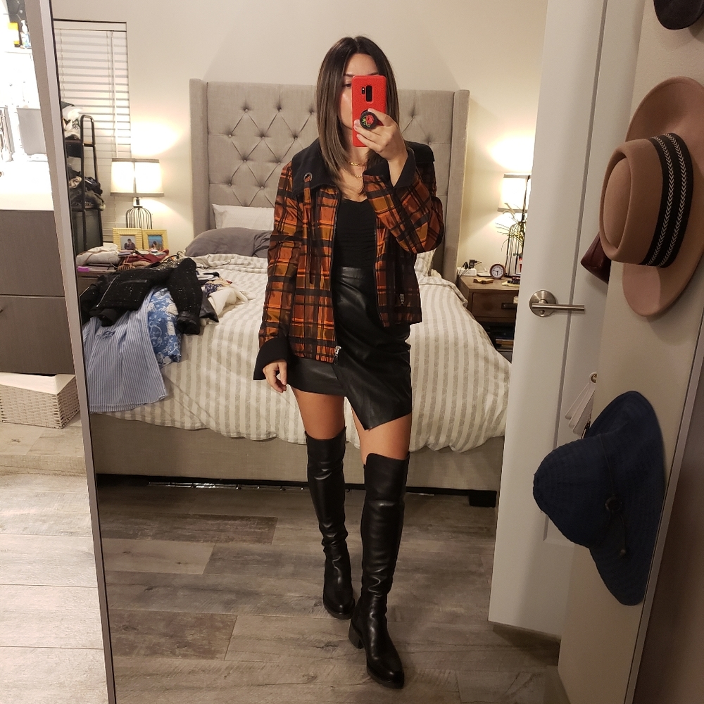 TUZZI Orange Plaid Jacket
